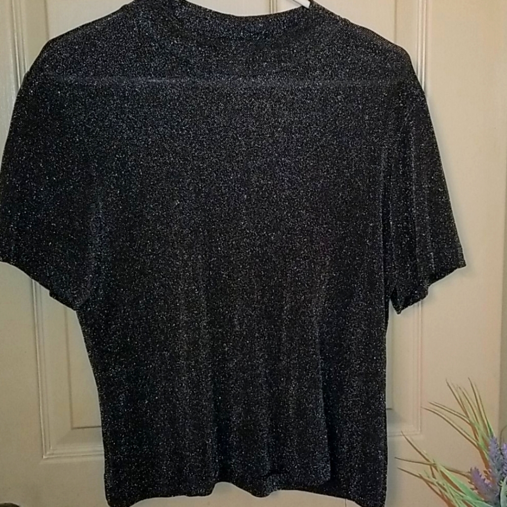 VINTAGE BLACK/SILVER SPARKLE BLOUSE